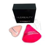 Huda Beauty Easy Bake Powder Puff Duo: Pocket-sized Medium & Mini Triangle Puffs for precise baking & setting