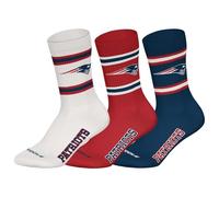 NFL Unisex Socks, Pack of 6 Teams, 6 Pack Crew Socks, Football, Logo, Cotton Blend, New England Patriots 2, 43-46