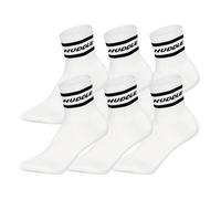 HUDDLE Unisex Socks 6-Pack Striped Logo Short Crew Sports Socks, 43-46
