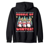 Huddle Up for Winter | Cozy Penguin Cartoon Mood Style Zip Hoodie