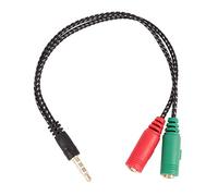 HuddleGlow 1 Pcs Cable Adapter 2 In 1 Splitter 4 Pole 3.5mm Audio Earphone Headset to 2 Female Jack Headphone Mic Audio Cable 3 pole for PC