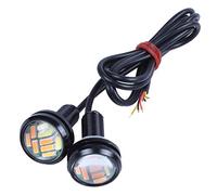 HuddleGlow 2 Pcs 12V 23Mm Dual Color Switchback 4014 12 Led Drl Eagle Eye Daytime Light
