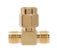 HuddleGlow SMA Male to Two SMA Female Triple T Adapter Connector 3 Way Splitter NEW