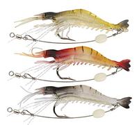 HuddleGlow Soft Plastic Lures Artificial Bait Shrimp Fishing Lure Mixed Color Spinner Crank-Bait Fishing Lure With Hook Fishing Tackle 9cm 0.013Lb（3Pcs）