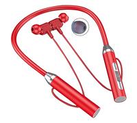 HuddleGlow Wireless Bluetooth Headset Neck Type Stereo Noise Reduction Universal Plug-in Card Sport Ear Headset Mic,Red