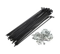 HUDFVIOI Bicycle Spokes 14G J Bend Bicycle Steel Spokes 136-293mm Length with Nipples Straight Head Bike Replacement Parts Black for replacing bicycle parts(136mm X 40Pcs)