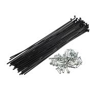 HUDFVIOI Bicycle Spokes 14G J Bend Bicycle Steel Spokes 136-293mm Length with Nipples Straight Head Bike Replacement Parts Black for replacing bicycle parts(170mm X 40Pcs)