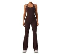 HUDFVIOI butt lift yoga pants Sexy Hollow Out Backless Yoga Jumpsuit Women Summer Sleeveless Skinny One-Piece Gym Sports Suit Fitness Running Workout Bodysuit(Brown,L)