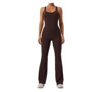 HUDFVIOI butt lift yoga pants Sexy Hollow Out Backless Yoga Jumpsuit Women Summer Sleeveless Skinny One-Piece Gym Sports Suit Fitness Running Workout Bodysuit(Brown,XL)