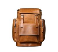 HUDFVIOI School bag Classic Retro Men's Genuine Leather Backpack Multi Functional Large Capacity Crazy Horse Leather Outdoor Travel Computer Bag(Brown)