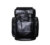HUDFVIOI School bag Classic Retro Men's Genuine Leather Backpack Multi Functional Large Capacity Crazy Horse Leather Outdoor Travel Computer Bag(Black)