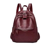 HUDFVIOI School bag Women's Genuine Leather Backpack Ladies Backpack Large Capacity Casual Backpack Girls(Deep red)