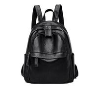 HUDFVIOI School bag Women's Genuine Leather Backpack Ladies Backpack Large Capacity Casual Backpack Girls(Black)