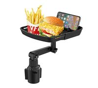 Hudhowks Cup Holder Expander Table | Car Tray Table Passenger Seats,Car Tray for Eating with Phone Slot and Swivel Arm, Car Food Table for Most Cup Holders, Road Trip Car Accessory