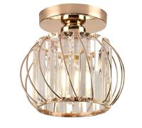 Hudi Fyier Chandelier Crystals Ceiling Lighting Fixtures, Small Semi Flush Mount Ceiling Light for Kitchen Hallway Dining Rooms Living Rooms Bar (Gold)