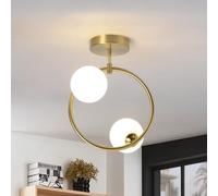 Hudi Fyier Modern Ceiling Lighting Fixtures, Sputnik Chandelier 2 Lights with Glass Ball Lampshade，Small Glass Chandeliers Fitting for Bedroom, Bathroom, Corridor, Hallway, Balcony