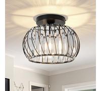 Hudi Fyier Modern Crystals Ceiling Lighting Fixtures, Black Ceiling Lamp Diameter 29cm, Semi Flush Mount Ceiling Light for Bedroom Kitchen Hallway Dining Rooms Living Rooms