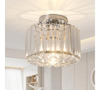 Hudi Fyier Modern Crystals Ceiling Lighting Fixtures, Chrome Small Ceiling Lamp, Semi Flush Mount Ceiling Light for Kitchen Hallway Dining Rooms Living Rooms