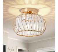 Hudi Fyier Modern Crystals Ceiling Lighting Fixtures, Gold Ceiling Lamp Diameter 29cm, Semi Flush Mount Ceiling Light for Bedroom Kitchen Hallway Dining Rooms Living Rooms