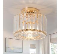 Hudi Fyier Modern Crystals Ceiling Lighting Fixtures, Gold Small Ceiling Lamp, Semi Flush Mount Ceiling Light for Kitchen Hallway Dining Rooms Living Rooms