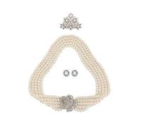 Hudiefly Premium Quality 3 Piece Audrey Hepburn Holly Golightly Breakfast at Tiffany’s Inspired Flapper Style Bridal Pearl Jewelry Set
