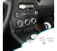 Hudiriy Car Central Control Air Conditioning Knob Ring Compatible with Mazda MX-5 RF Miata 2009-2015 Interior Protection Accessories ， Aluminum Alloy AC Climate Control Button Decoration (Silver)