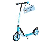 HUDORA BigWheel® 205 Advanced Scooter - azure - Comfortable aluminium scooter for up to 100kg - Height-adjustable & foldable city scooter - Kick scooter for children/teenagers & adults