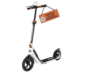 HUDORA BigWheel Air 230 Scooter - Kick scooter with handbrake - Sturdy aluminium scooter with pneumatic tyres - Height-adjustable city scooter for up to 120kg