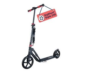 HUDORA BigWheel Style 230 Scooter - Sturdy aluminium scooter with large platform - Height-adjustable & foldable city scooter for up to 120kg - Kick scooter for teenagers & adults