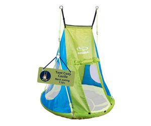 HUDORA Cosy Castle Tent Cover - Blue/Lemon Tent for Nest Swing 90 & 110/120 - Polyester Indoor/Outdoor Canopy for Children & Adults