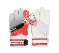HUDORA Goalkeeper Gloves - Padded football goalkeeper gloves for kids & teens in size M - Goalie gloves with foam back - Football gloves with velcro fastener - red