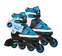 Hudora Inline Skates Basic - Blue/Mint, Adjustable Size 34-37, ABEC 5 Bearings Entry Model for Kids & Teenagers