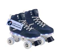 HUDORA LED Roller Skates Advanced in Navy rollers with LED in blue/white - comfortable quad skates in various dual sizes - stylish kids' roller skates for boys & girls