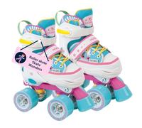 Hudora Roller Skates Wonders - Comfortable Children's Roller Skates - Adjustable Over 4 Sizes - Stylish Pink & Turquoise Design - Up to 60 kg