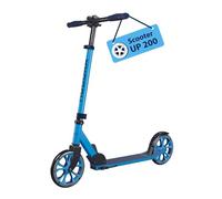 HUDORA Scooter Up 200 - Quiet aluminium scooter for up to 100kg - Adjustable in height & foldable kick scooter - Jolt-free kick scooter for children / teenagers & adults, cyan