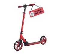 HUDORA Scooter Up 200 - Quiet aluminium scooter for up to 100kg - Adjustable in height & foldable kick scooter - Jolt-free kick scooter for children / teenagers & adults, red