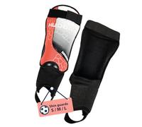 HUDORA Shin Guards with Ankle Protection - Comfortable Shin protectors with Foam Padding - Football Shin pads with Ankle Protectors in Size S - Kids & Teens Football Gear - red