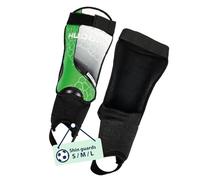 HUDORA Shin Guards with Ankle Protection - Comfortable Shin protectors with Foam Padding - Football Shin pads with Ankle Protectors in Size L - Kids & Teens Football Gear - green