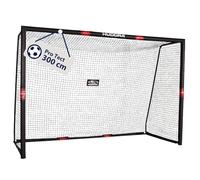 HUDORA Soccer Goal Pro Tect - Large soccer goal for kids and adults - Foam-covered football goal with net - Premium Outdoor Goal Wall with Impact Protection, Black / Red