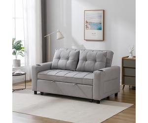 HUDSON 1+2+3 SEATER SOFA BED LINEN FABRIC WITH CUP HOLDERS