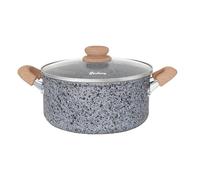 HUDSON 3.9-QT Aluminum Forged Pot with tempered glass lid, Granite Nonstick, Induction ready