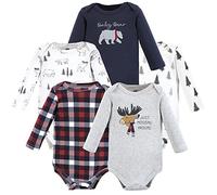 Hudson Baby 5-Pack Unisex Cotton Long-Sleeve Bodysuits, Moosing Around, 0-3 Months