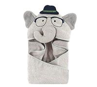 Hudson Baby Animal Face Hooded Towel for Boys, Smart Elephant