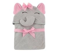 Hudson Baby Animal Face Hooded Towel for Girls, Pretty Elephant