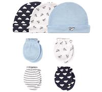 Hudson Baby Cotton Cap and Scratch Mitten Set, Paper Airplane, 0-6 Months