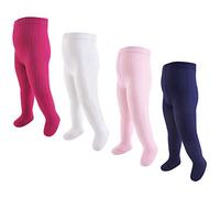 Hudson Baby Girls' Cotton Rich Tights, Cream Pink Cableknit, 9-18 Months