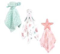 Hudson Baby Unisex Baby Animal Face Security Blanket, Pastel Sea 3-Pack, One Size