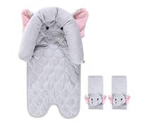 Hudson Baby Unisex Baby Car Seat Insert and Strap Covers, Pretty Elephant, One Size