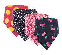 Hudson Baby Unisex Baby Cotton Bandana Bibs, Cherries 4 Pack, One Size