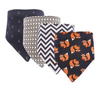 Hudson Baby Unisex Baby Cotton Bandana Bibs, Fox 4 Pack, One Size